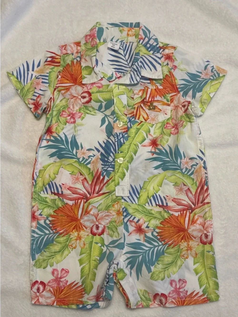 BABY GAP White Tropical Floral Short Romper